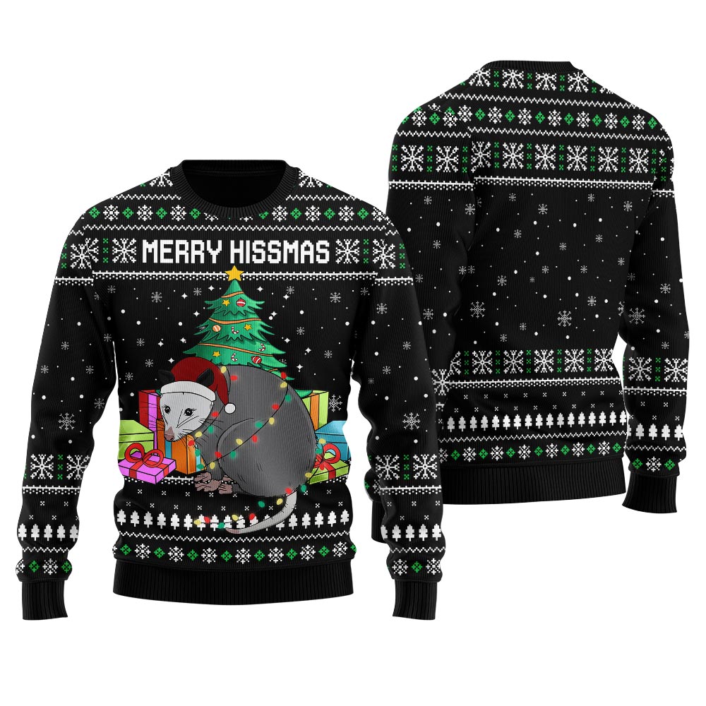 Merry Hissmas Possum Women's Ugly Christmas Sweater