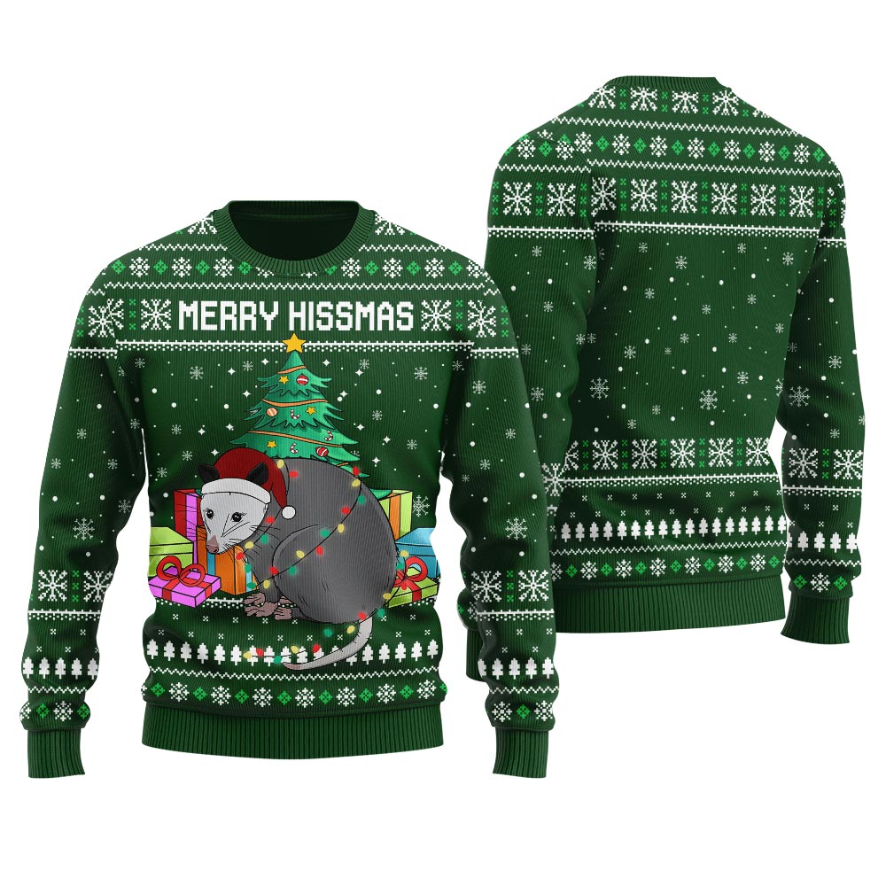 Merry Hissmas Possum Women's Ugly Christmas Sweater