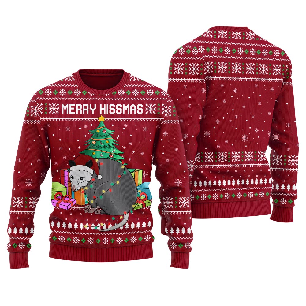 Merry Hissmas Possum Women's Ugly Christmas Sweater