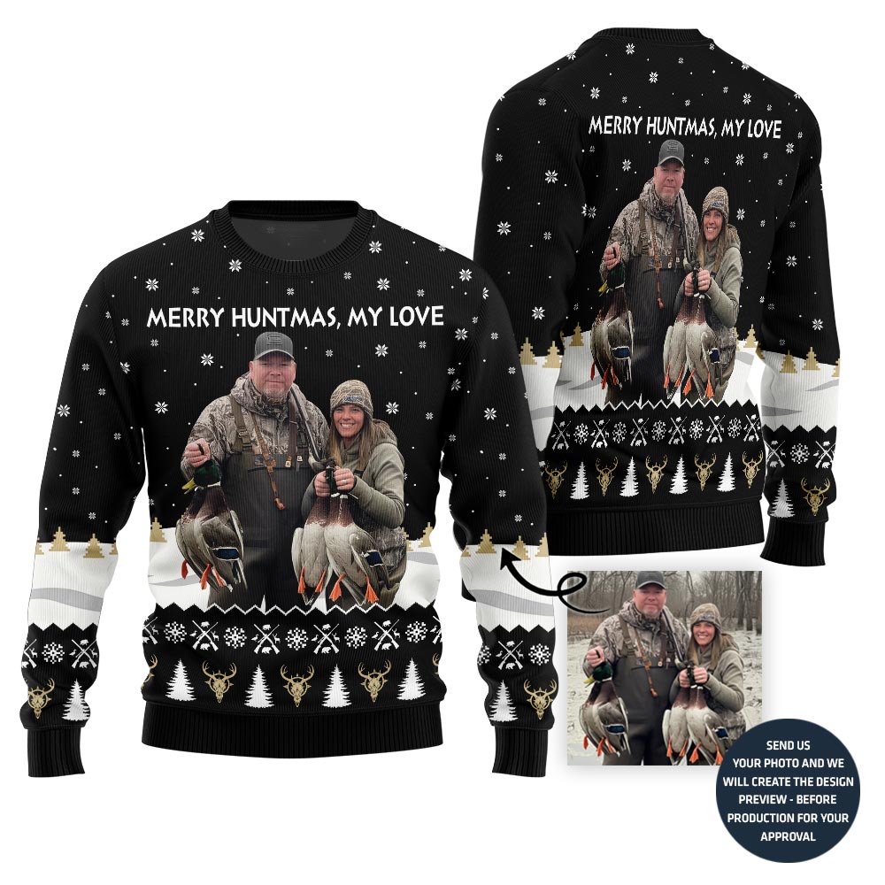 Merry Huntmas Custom Ugly Christmas Sweater For Couples