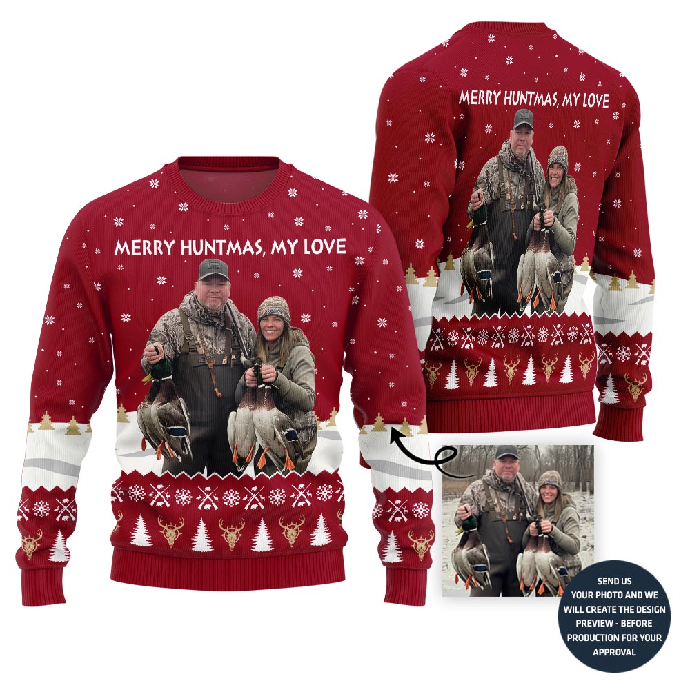 Merry Huntmas Custom Ugly Christmas Sweater For Couples
