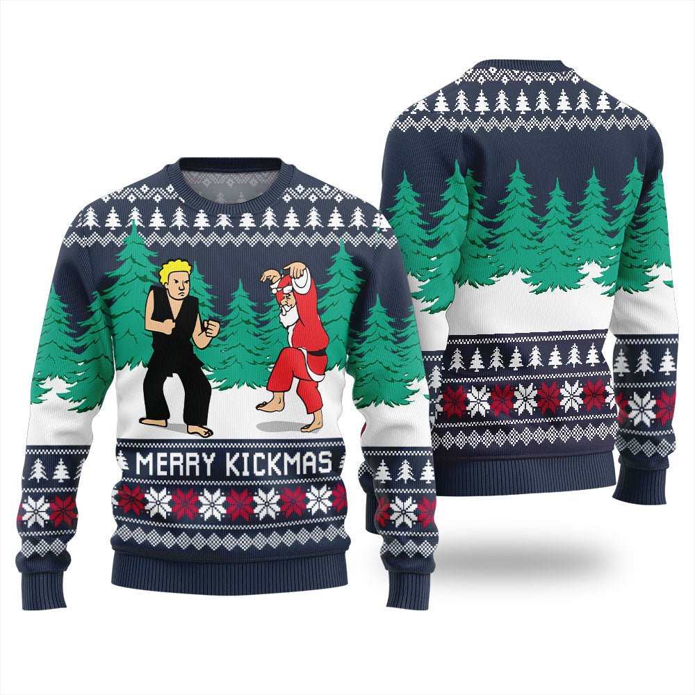 Merry Kickmas Karate Santa Ugly Xmas Sweater