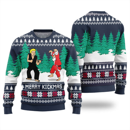 Merry Kickmas Karate Santa Ugly Xmas Sweater