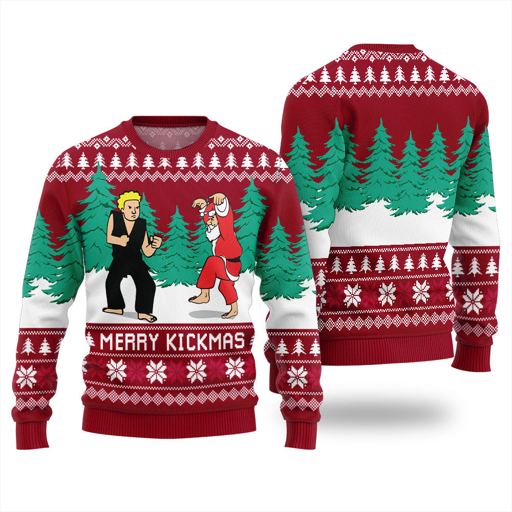 Merry Kickmas Karate Santa Ugly Xmas Sweater