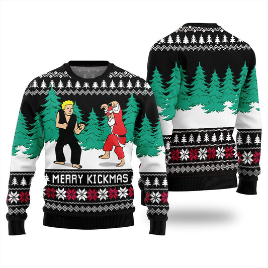 Merry Kickmas Karate Santa Ugly Xmas Sweater