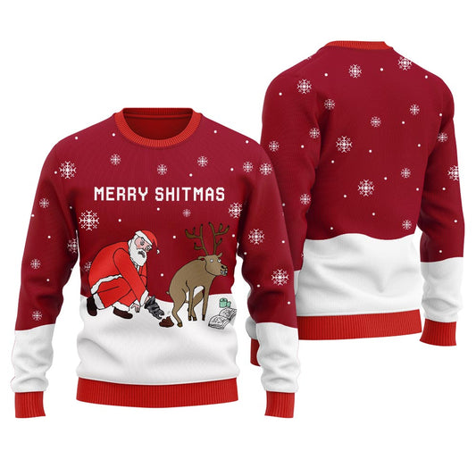 Merry Shitmas Reindeer Men's Ugly Christmas Sweater