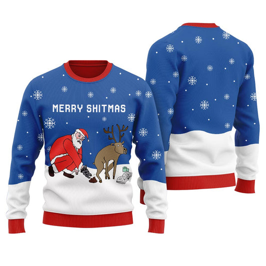 Merry Shitmas Reindeer Women's Ugly Christmas Sweater