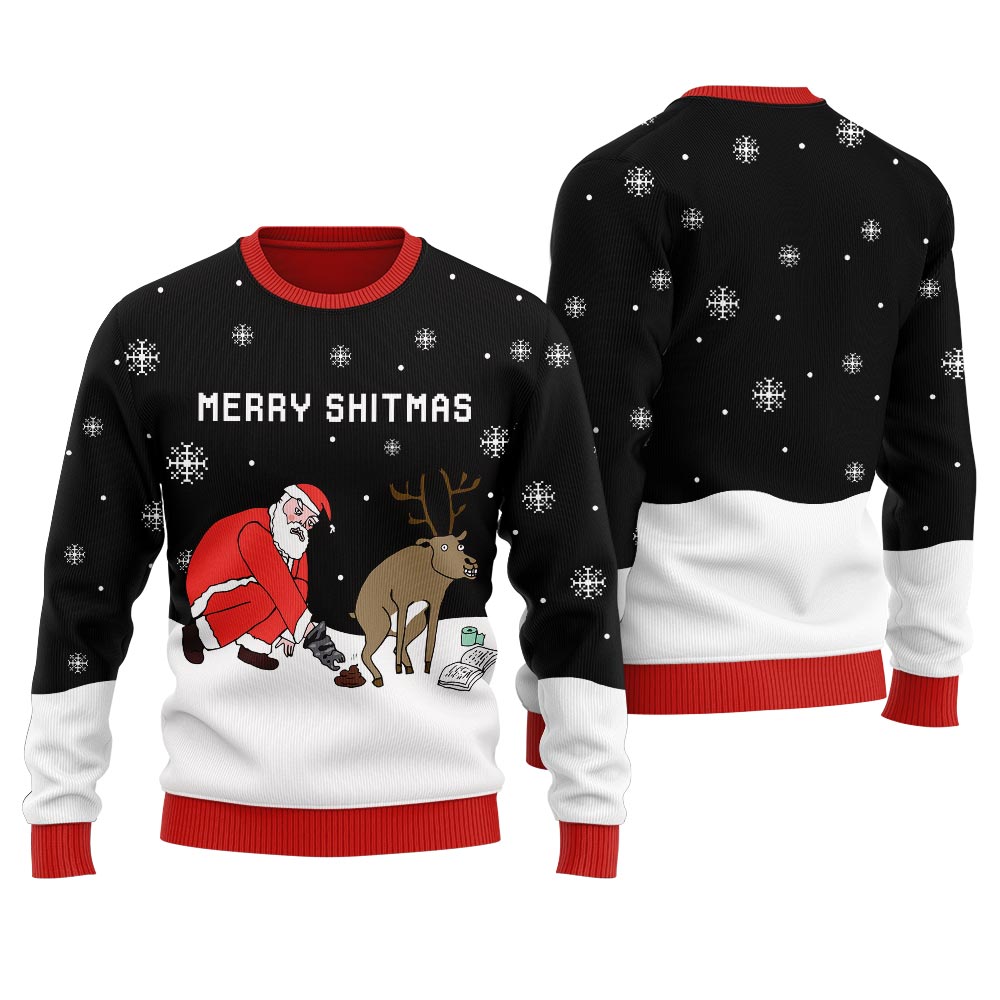 Merry Shitmas Reindeer Women's Ugly Christmas Sweater