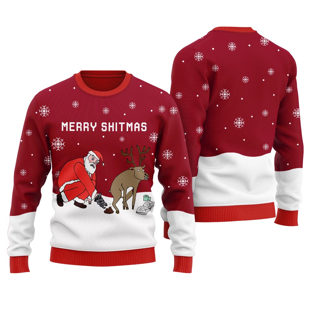 Merry Shitmas Reindeer Women's Ugly Christmas Sweater