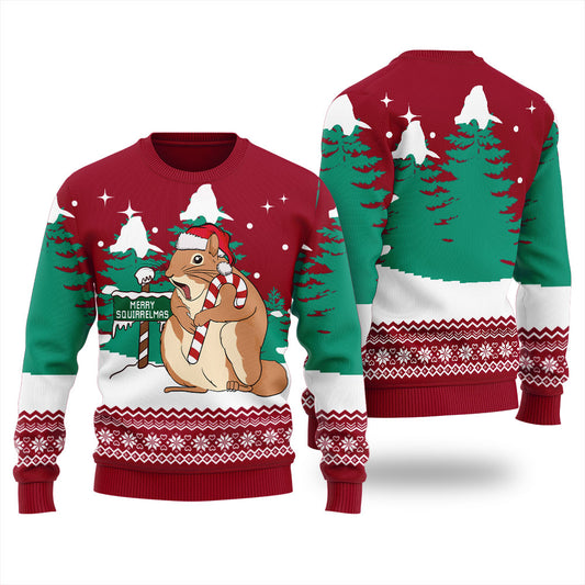 Merry Squirrelmas Ugly Christmas Sweater For Women