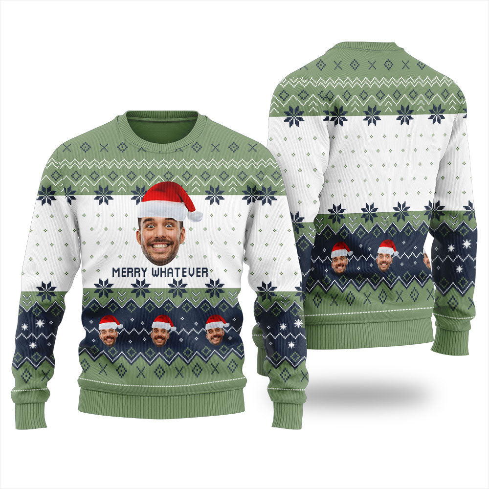 Merry Whatever Custom Face Christmas Sweater
