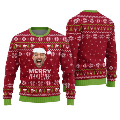 Merry Whatever Personalized Ugly Sweater For Men