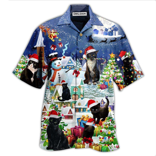 Hawaiian Shirt / Adults / S Black Cat Merry Catmas - Hawaiian Shirt 