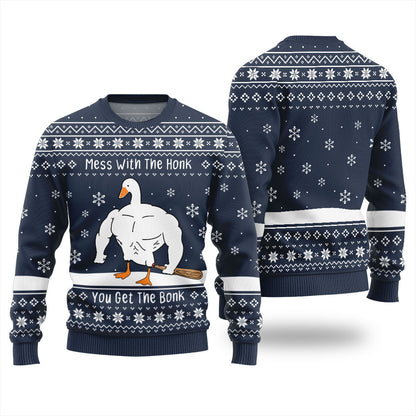 Mess With The Honk You Get The Bonk Ugly Christmas Sweater
