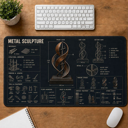 Metal Sculpture Creative Reference Guide Desk Mat | 5To9Vibe