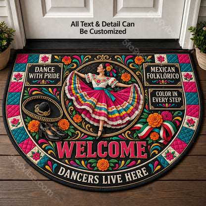 Mexican Folklorico Personalized Half Round Mat | 5To9Vibe