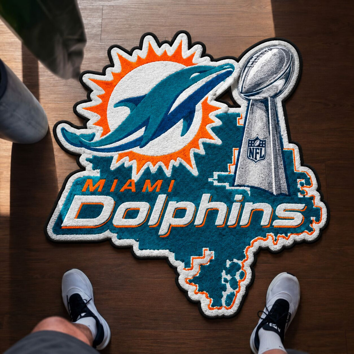 All Football Teams Logo Trophy City Map Football Fan Custom Shape Rug Print Premium Welcome Mat Washable Black Border Personalized Football Custom Shape Rug