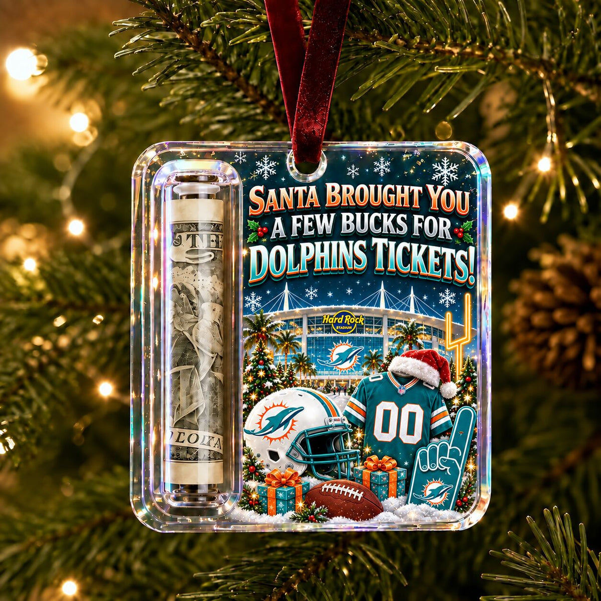 All Football Teams Football Stadium Christmas Money Holder Glass Ornament - 5to9vibe