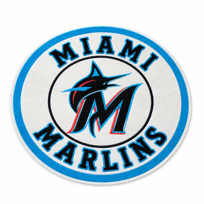 All Baseball Teams Round Logo Baseball Fan Custom Quilted Print Premium Welcome Mat Washable Black Border – Personalized Baseball Doormat