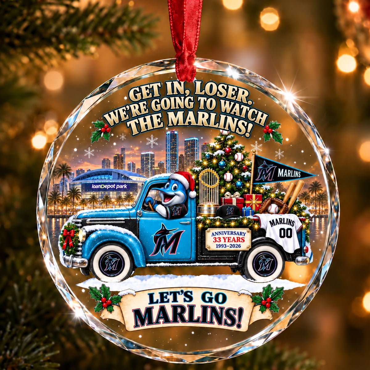 Baseball team Style 16 Glass Ornament mockup | 5To9Vibe