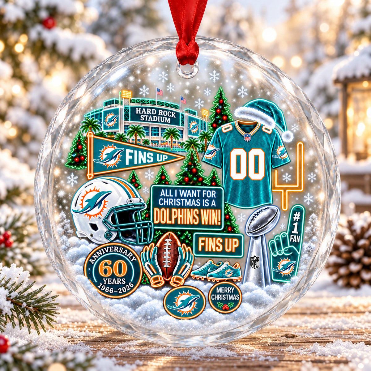 All Football Teams Christmas Stadium Snow Vibe Glass Ornament With Gift Box - 5to9vibe