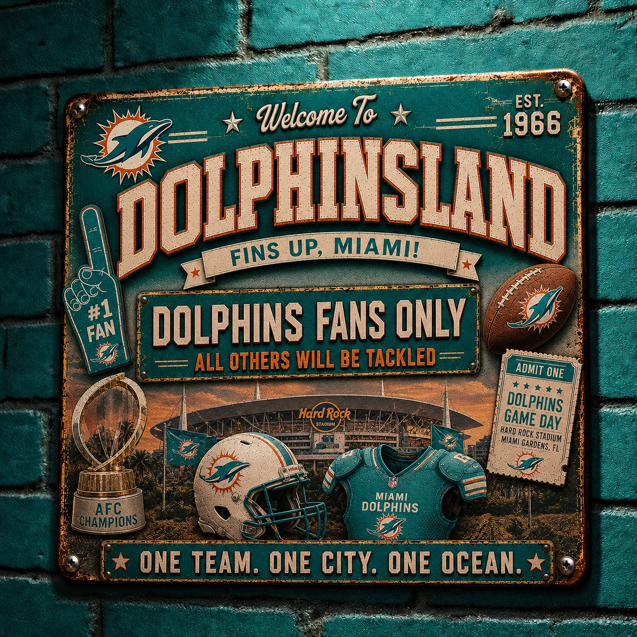 All Football Fans Teams Rustic Only Vintage Metal Sign - 5to9vibe