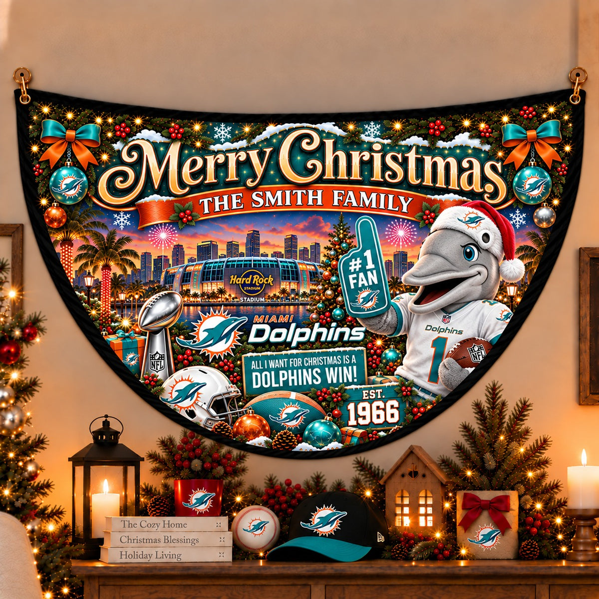 All Football Teams Personalized Christmas Night Bunting Flag - 5to9vibe