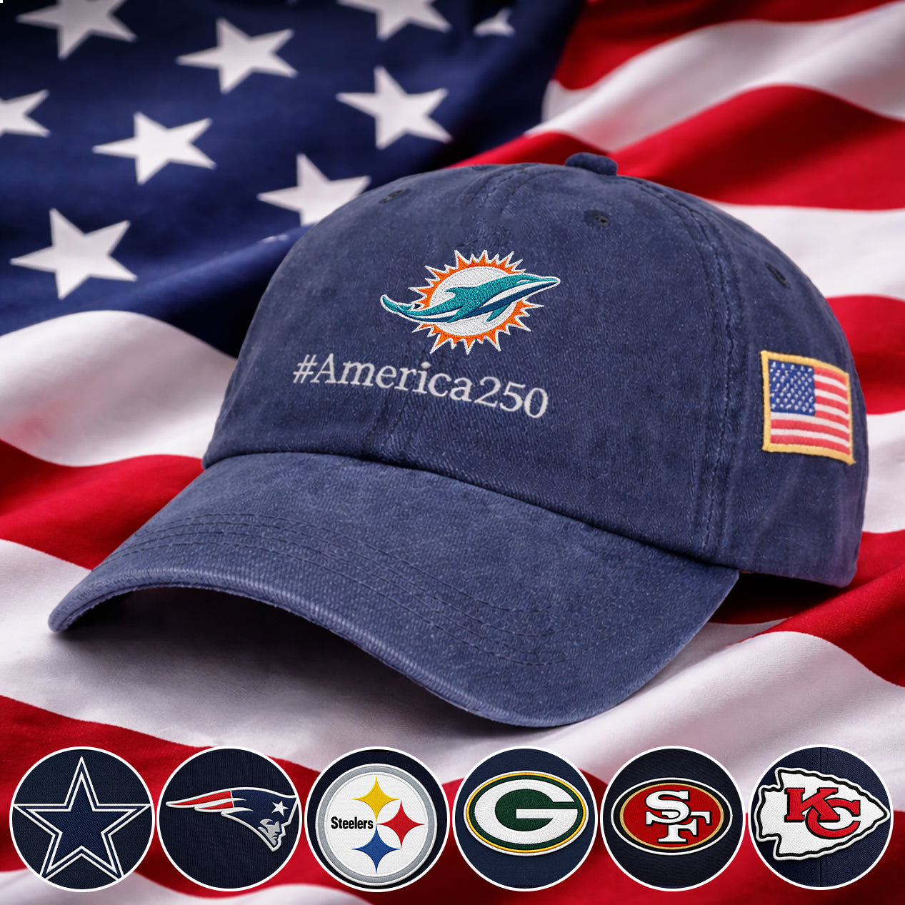 Baseball Cap America 250 Anniversary Embroidered Logo Premium Washed Cap Hot Sale