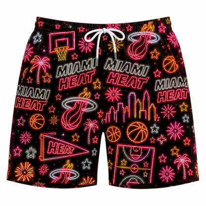 All Basketball Teams Neon Pattern Vibe Summer Party Button-Up Unisex Hawaiian Shirt For Men and Women