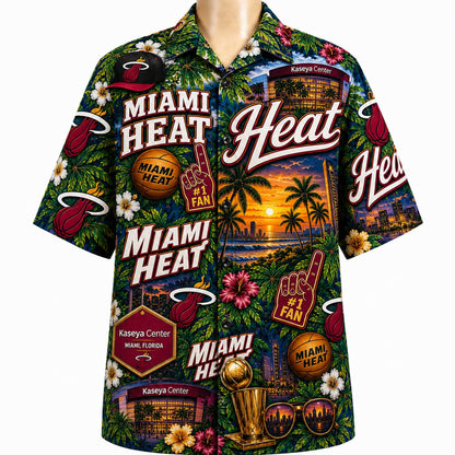 All Basketball Teams Tropical Sunset Paradise Pattern Vibe Summer Party Button-Up Unisex Hawaiian Shirt For Men and Women
