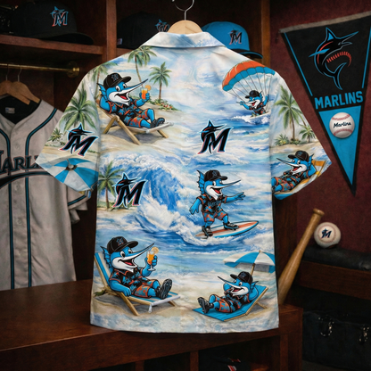 MM Baseball Mascot Beach Viber Button-Up Unisex Hawaiian Shirt For Men & Women