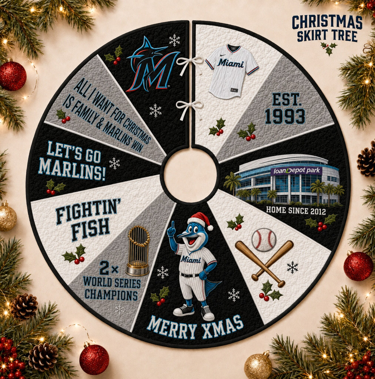 All Baseball Teams Christmas Skirt Tree for Baseball Fans - 5To9Vibe