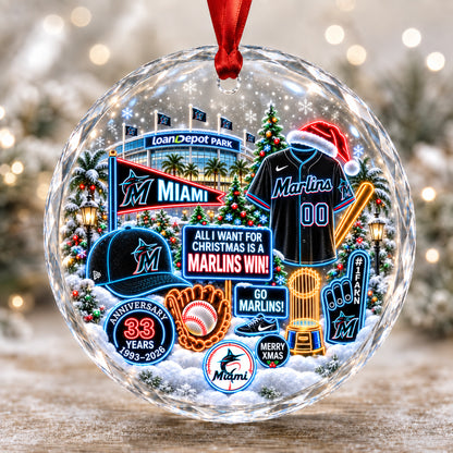 Adorno de vidrio de béisbol, 3 unidades con caja de regalo, equipo de béisbol de Navidad - Adorno de vidrio