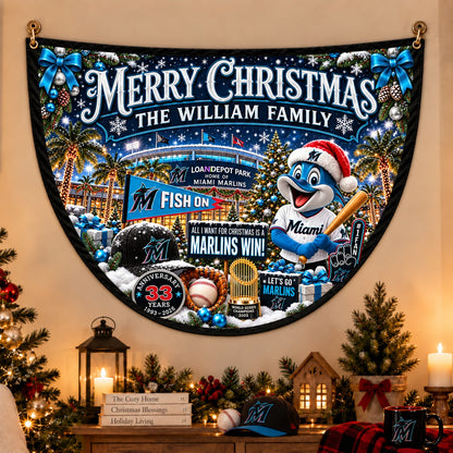 All Baseball Teams Personalized Christmas Night Bunting Flag - 5to9vibe