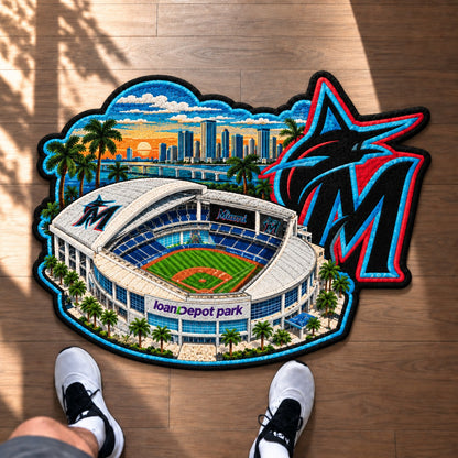 All Baseball Teams Logo Stadium Area Baseball Fan Custom Shape Rug Print Premium Welcome Mat Washable Black Border Personalized Baseball Custom Shape Rug
