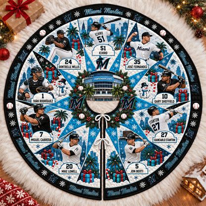 All Baseball Teams Vintage Players & Stadium Holiday Quilt Christmas Skirt Tree for Baseball Fans - 5To9Vibe