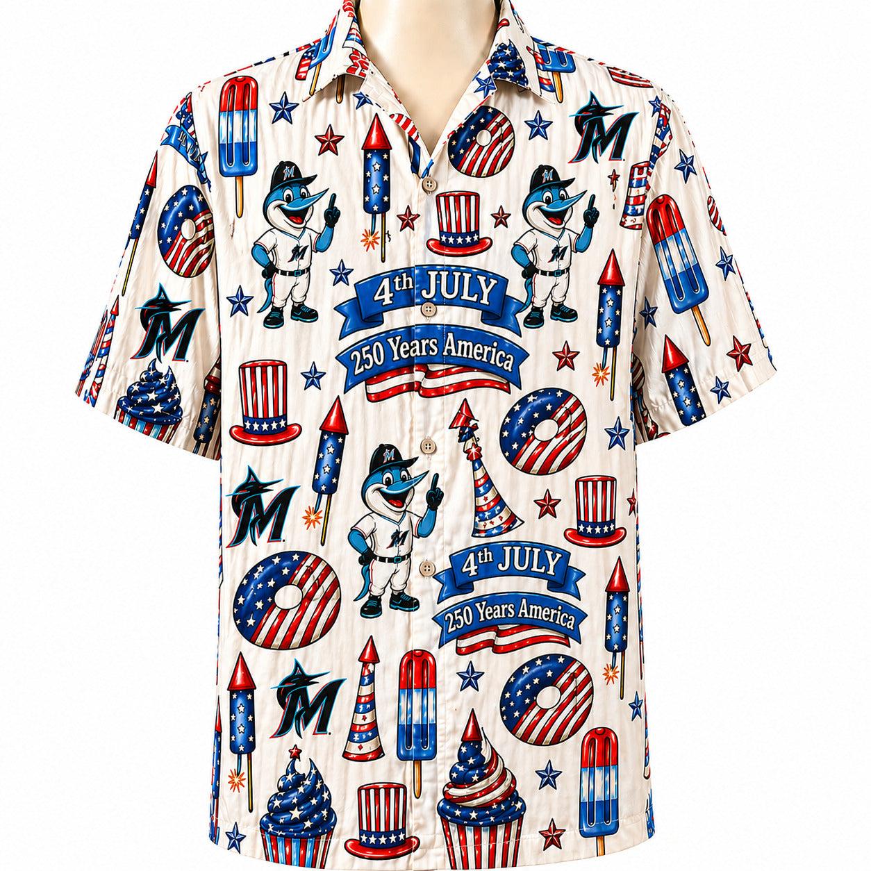 All Baseball Team 4th July 250 Years Anniversary America Premium Unisex Hawaiian Shirt For Men and Women