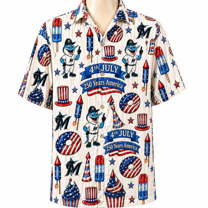 All Baseball Team 4th July 250 Years Anniversary America Premium Unisex Hawaiian Shirt For Men and Women