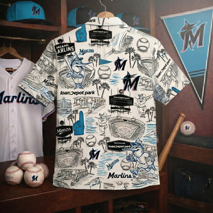 MM Baseball Stadium Slogan Legacy Edition Vintage Unisex Button-Up Hawaiian Shirt