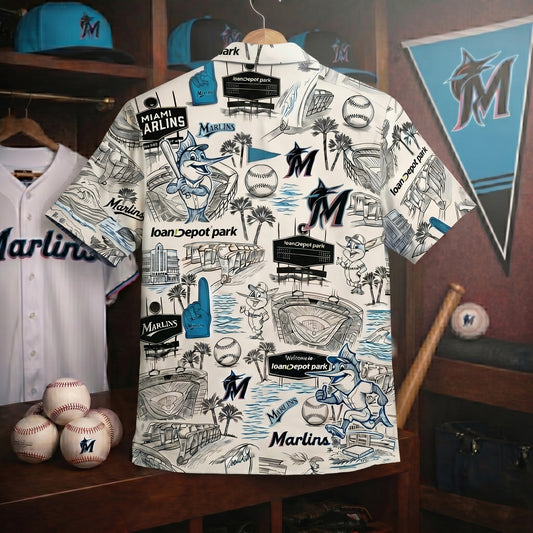 MM Baseball Stadium Slogan Legacy Edition Vintage Unisex Button-Up Hawaiian Shirt