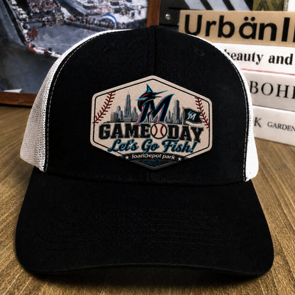 All Teams Baseball Logo Game Day Leather Patch Premium Mesh Snap Back Cap | Trucker Cap