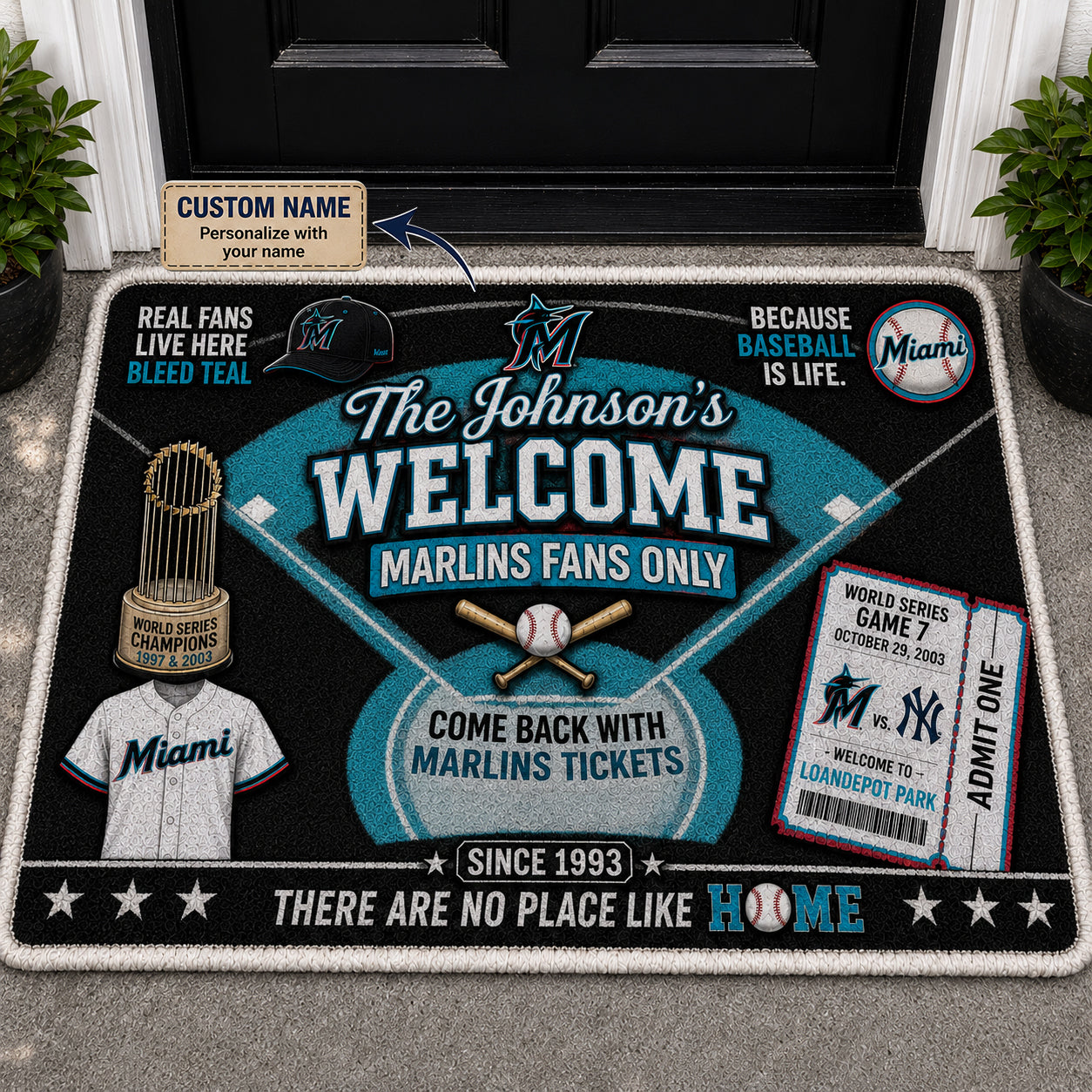 Alfombra personalizada de bienvenida premium de equipo de la MLB – Felpudo de béisbol personalizado
