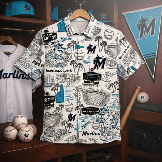 MM Baseball Stadium Slogan Legacy Edition Vintage Unisex Button-Up Hawaiian Shirt