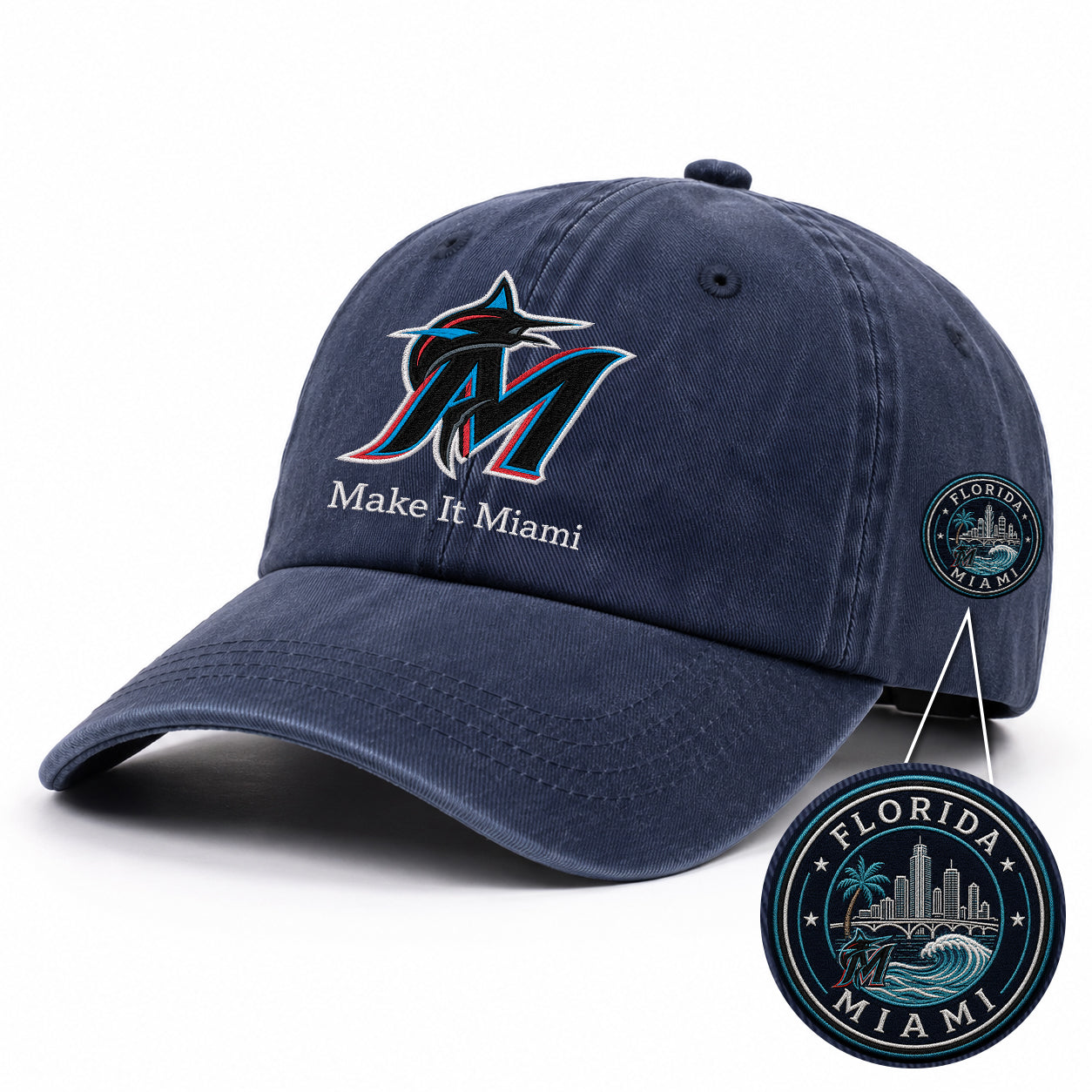 Baseball Team Slogan Cap All Teams Embroidered Logo Premium Wash Cap