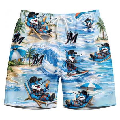 Camisa Hawaiana Unisex con Botones y Vibraciones de Playa de la Mascota de Béisbol SM para Hombres y Mujeres