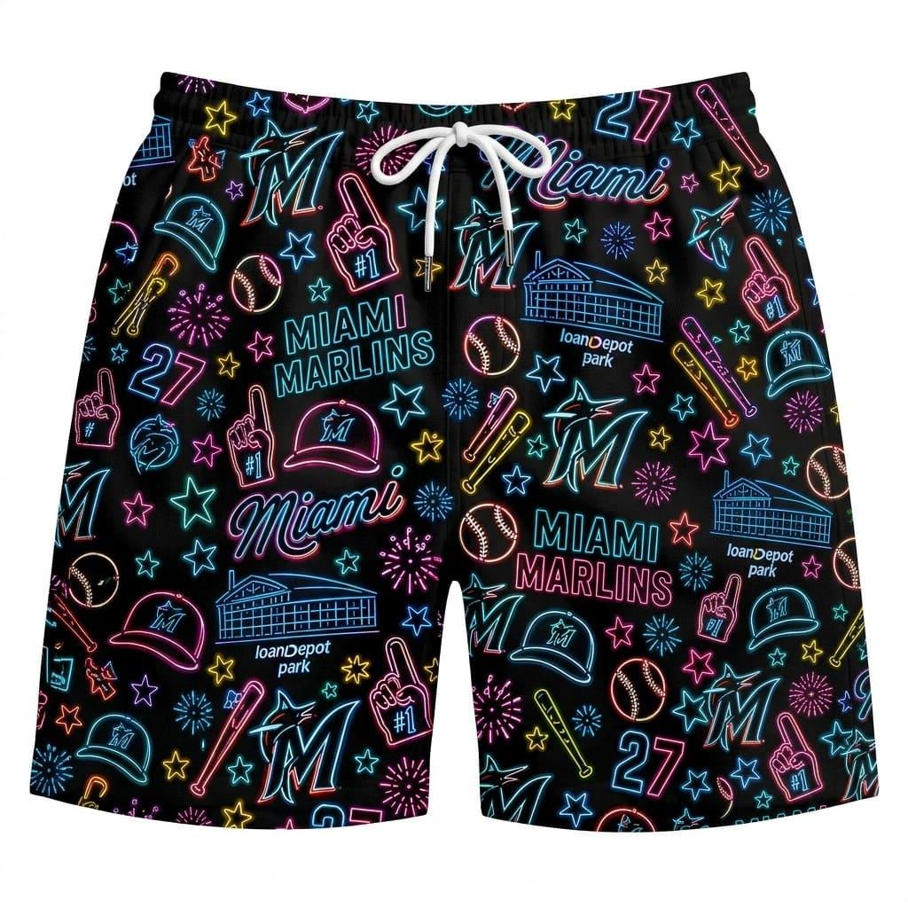 All Baseball Teams Neon Pattern Vibe Summer Party Button-Up Unisex Hawaiian Shirt For Men and Women