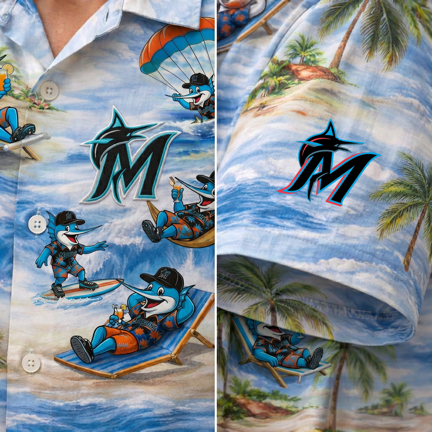 MM Baseball Mascot Beach Viber Button-Up Unisex Hawaiian Shirt For Men & Women