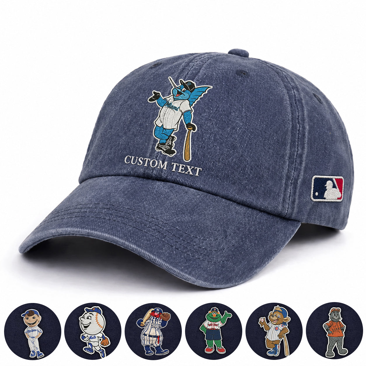 Mascots Baseball Cap All Teams Embroidered Logo Premium Wash Cap