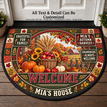 Mia's Autumn Harvest Personalized Half Round Mat | 5To9Vibe