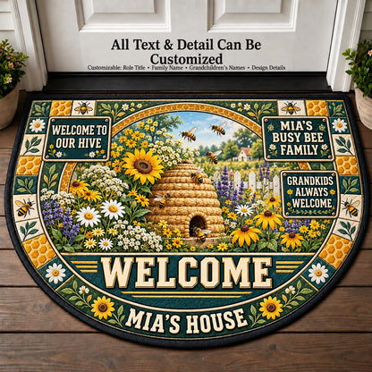 Mia's Busy Bee Family Personalized Half Round Mat | 5To9Vibe